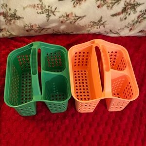 NWOT’s- Dual Compartment Green and Peach Storage Caddy’s